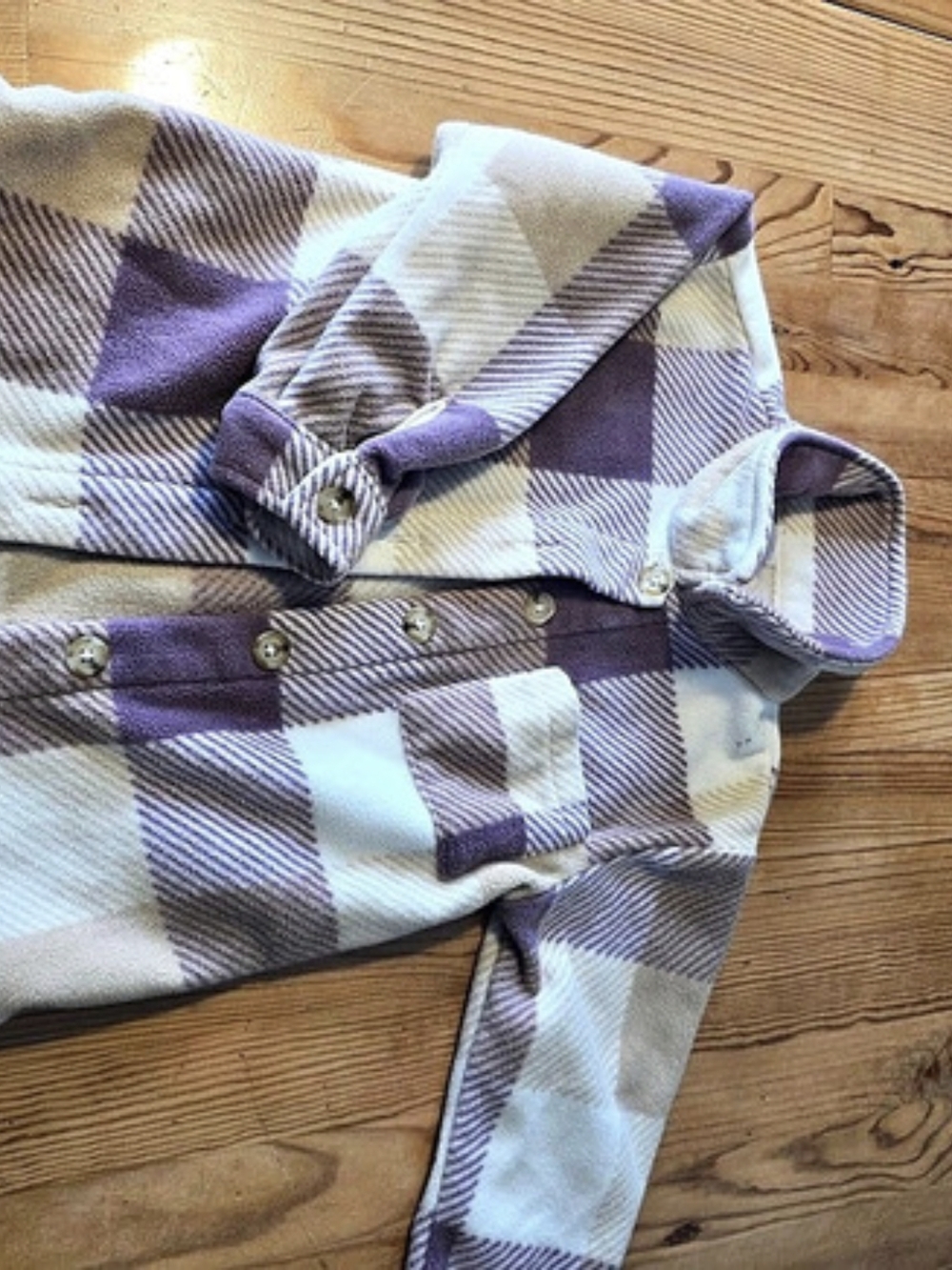 ROCOCO Plaid Snap Jacket in Purple & Cream Size 3T